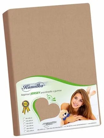 Cearșaf pentru saltea înaltă Bellatex jersey Kamilka cafea, 180 x 200 cm