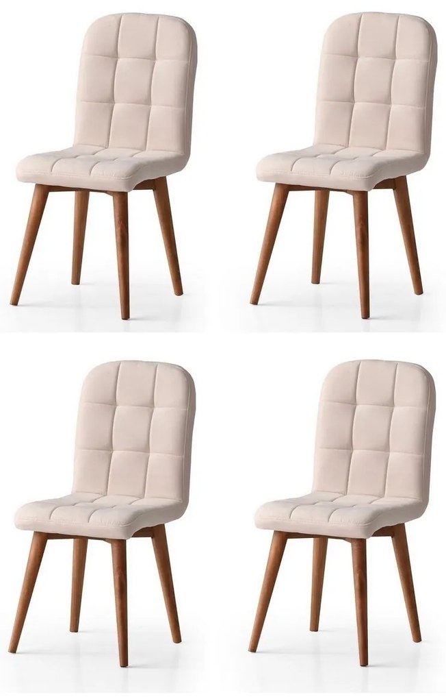 Set de scaune de sufragerie Retro Cream andWalnut, 4 buc.