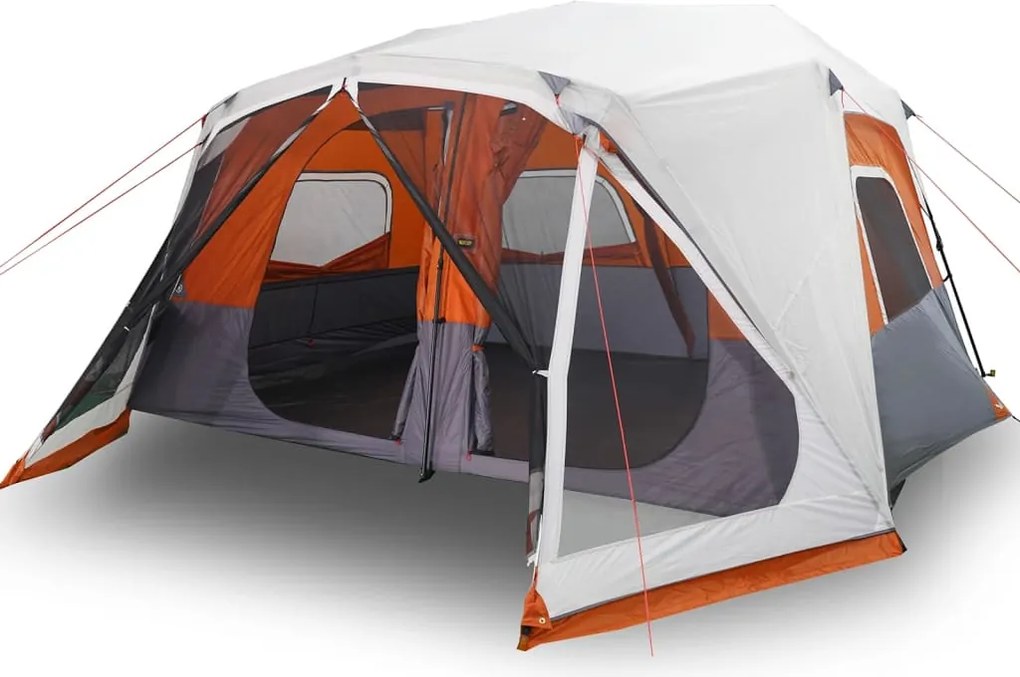 vidaXL Cort familie cu LED 10 persoane gri/portocaliu, setare rapidă