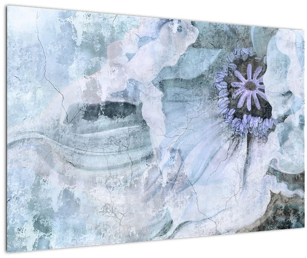 Tablou - Frescă florală pe un perete de cărămidă (90x60 cm)