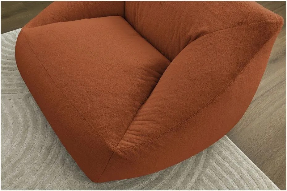 Fotoliu bean bag portocaliu cu tapițerie din blană artificială Lilibet – Bobochic Paris