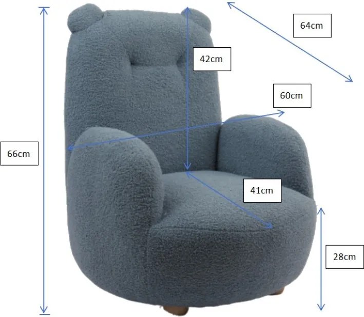 Fotoliu de copii bej cu tapițerie din țesătură bouclé Rocky – Vipack