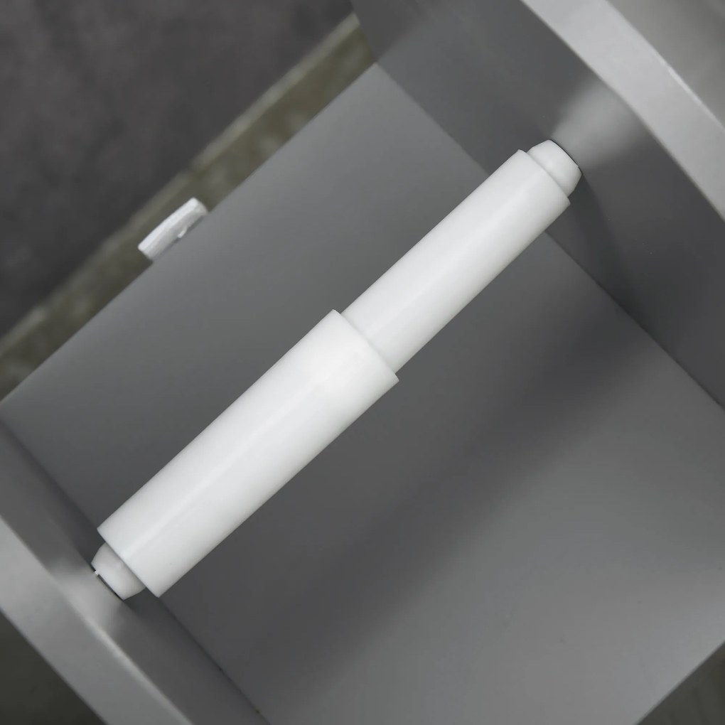kleankin Dulap de baie suport hârtie igienică cu dulap și rafturi reglabile 20 x 20 x 80 cm gri | Aosom Romania