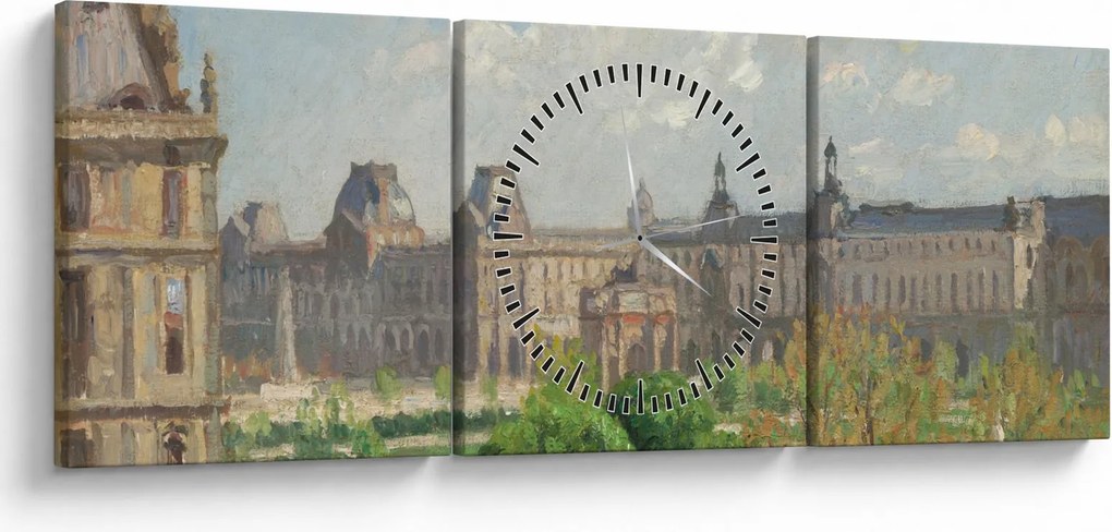 Tablou - Camille Pissarro, Place du Carrousel, Paris, reproducere (cu ceas) (90x30 cm)