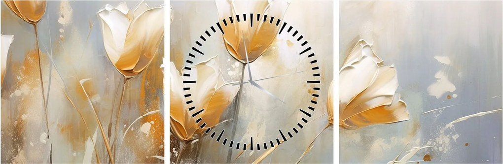 Tablou - Pictura de lalele (cu ceas) (90x30 cm)