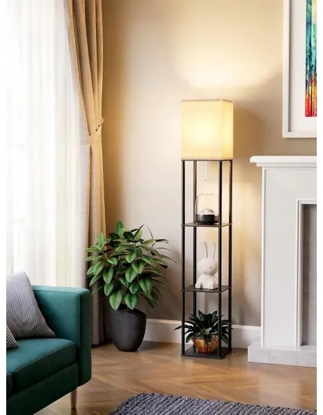Lampă de podea cu polițe 1xE27/40W/230V 160 cm neagră/albă