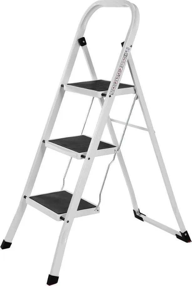 Scarǎ pliabilă STEP, 3 trepte, max. 150 kg, alb/negru SongmicsHome
