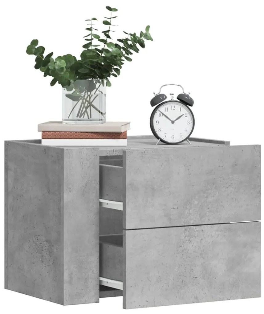 vidaXL Noptieră de perete, gri beton, 45x30x35 cm