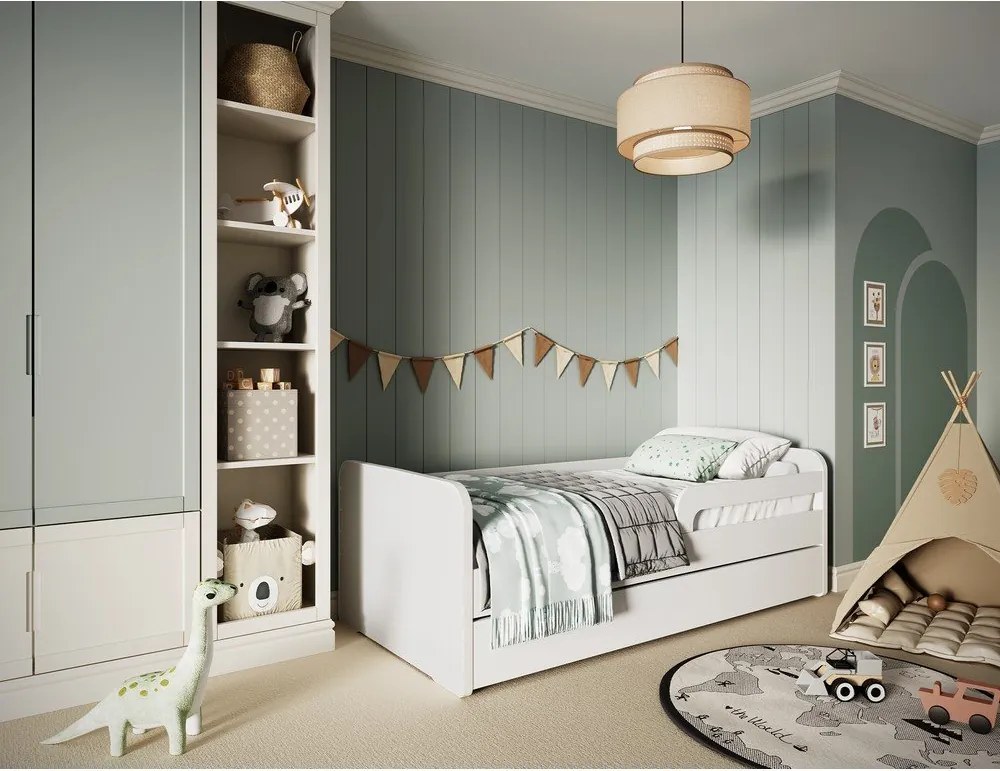 Pat pentru copii alb cu saltea/cu somieră 80x200 cm Duuli – ELTAP