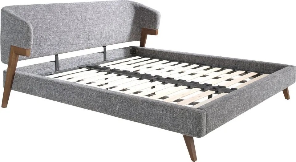 Pat dublu tapitat design LUX Grey-Walnut, 180x200cm