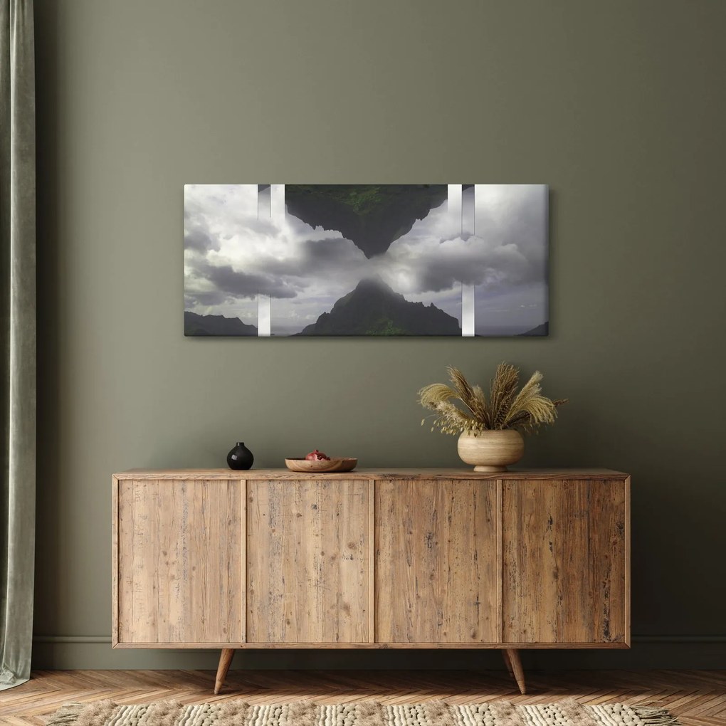Tablou - Munții din Islanda, colaj geometric (120x50 cm)