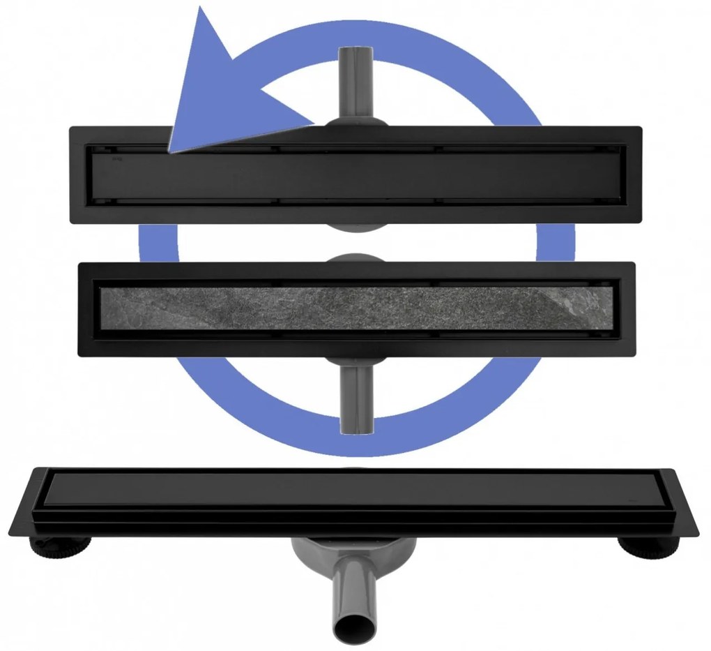 Set rigola pentru dus cu capac Neo Slim Pure Negru - 90 cm