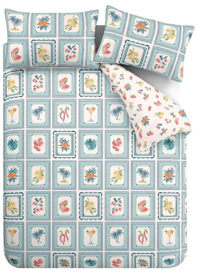 Lenjerie de pat albastră pentru pat dublu/extinsă 230x220 cm Riviera Tiles – Catherine Lansfield