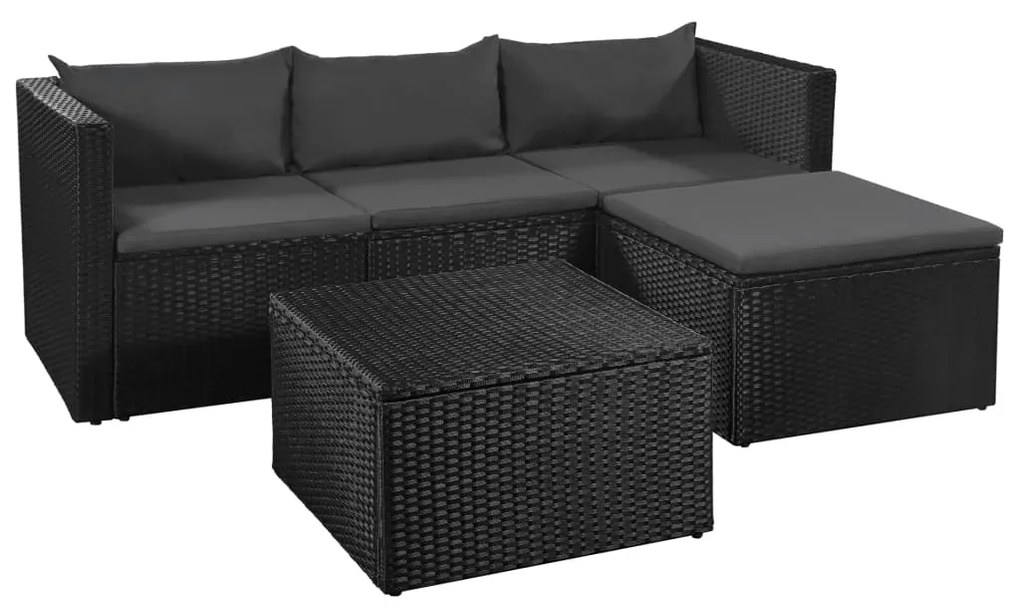 44169 vidaXL Set mobilier de grădină, 10 piese, poliratan, negru și gri închis