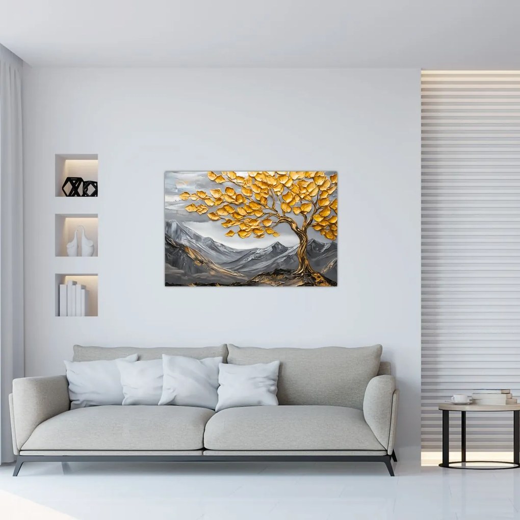 Tablou – Arbore cu frunze aurii (90x60 cm)