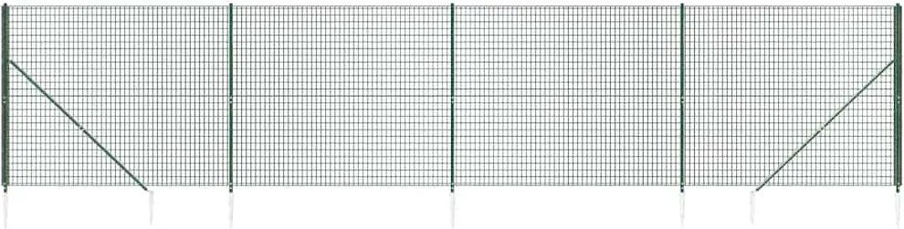 vidaXL Gard plasă de sârmă cu țăruși de fixare, verde, 2,2x10 m