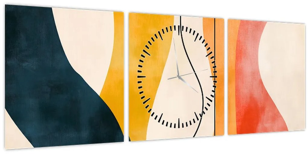 Tablou - Ilustrație colorată minimalistă II. (cu ceas) (90x30 cm)