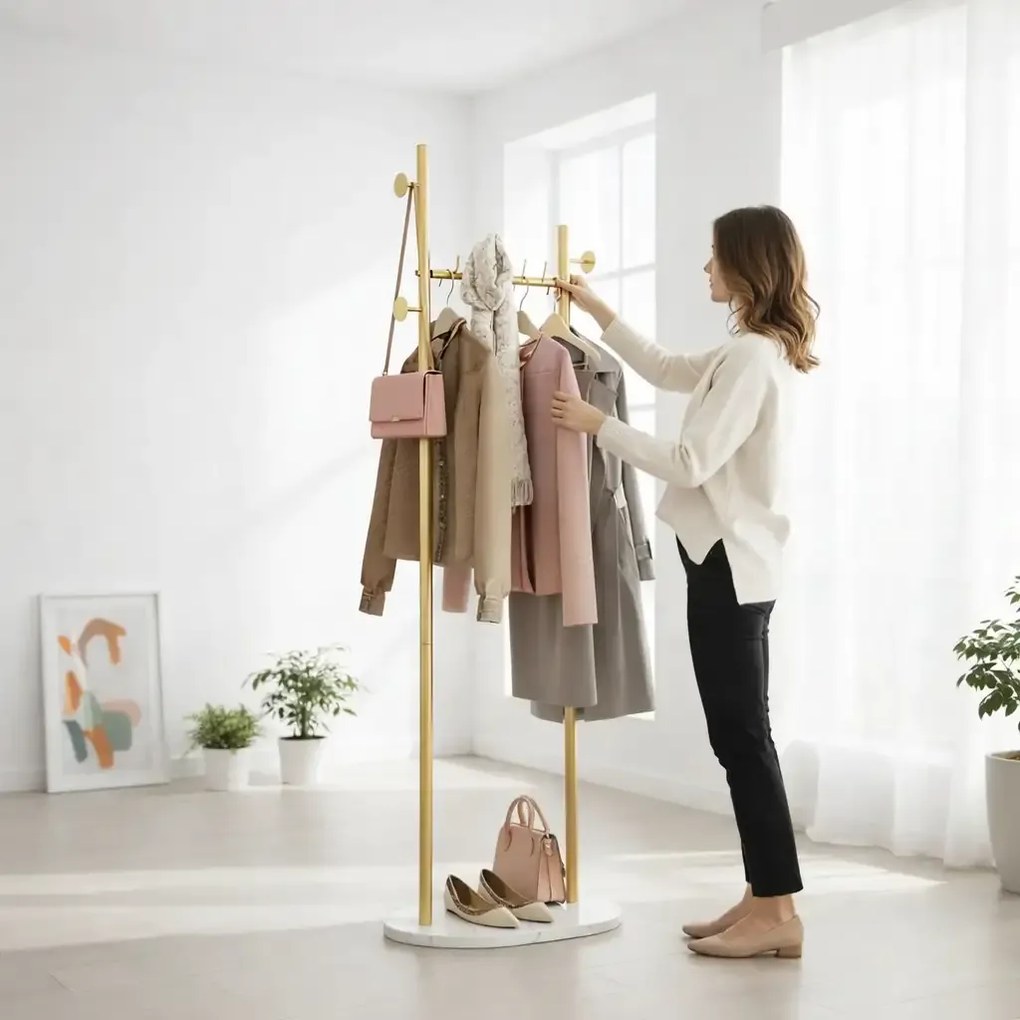 Cuier din metal ,culoare auriu,170x58 cm