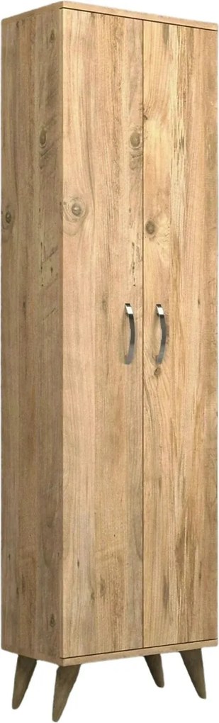 Dulap baie BDL0102, stejar, PAL melaminat, cu 2 usi, 49x32x185 cm