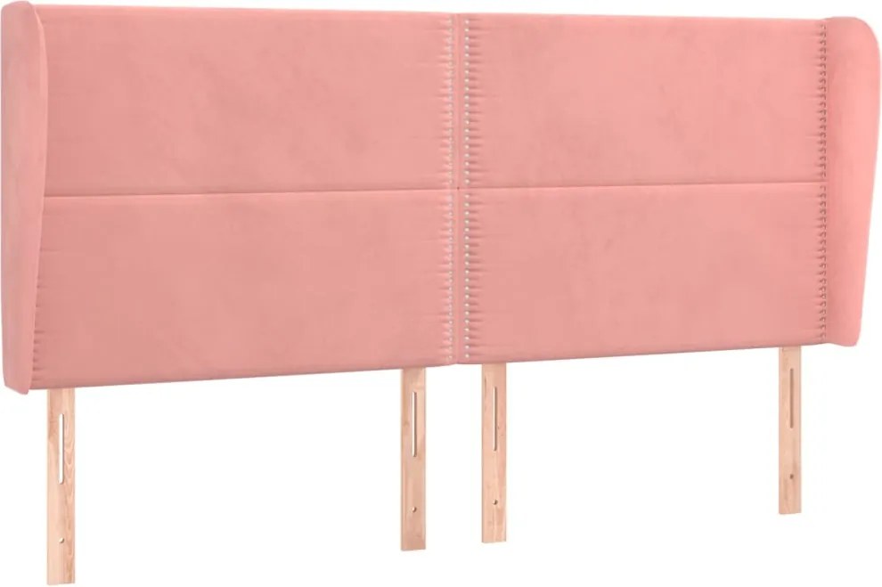 vidaXL Tăblie de pat cu aripioare, roz, 203x23x118/128 cm, catifea