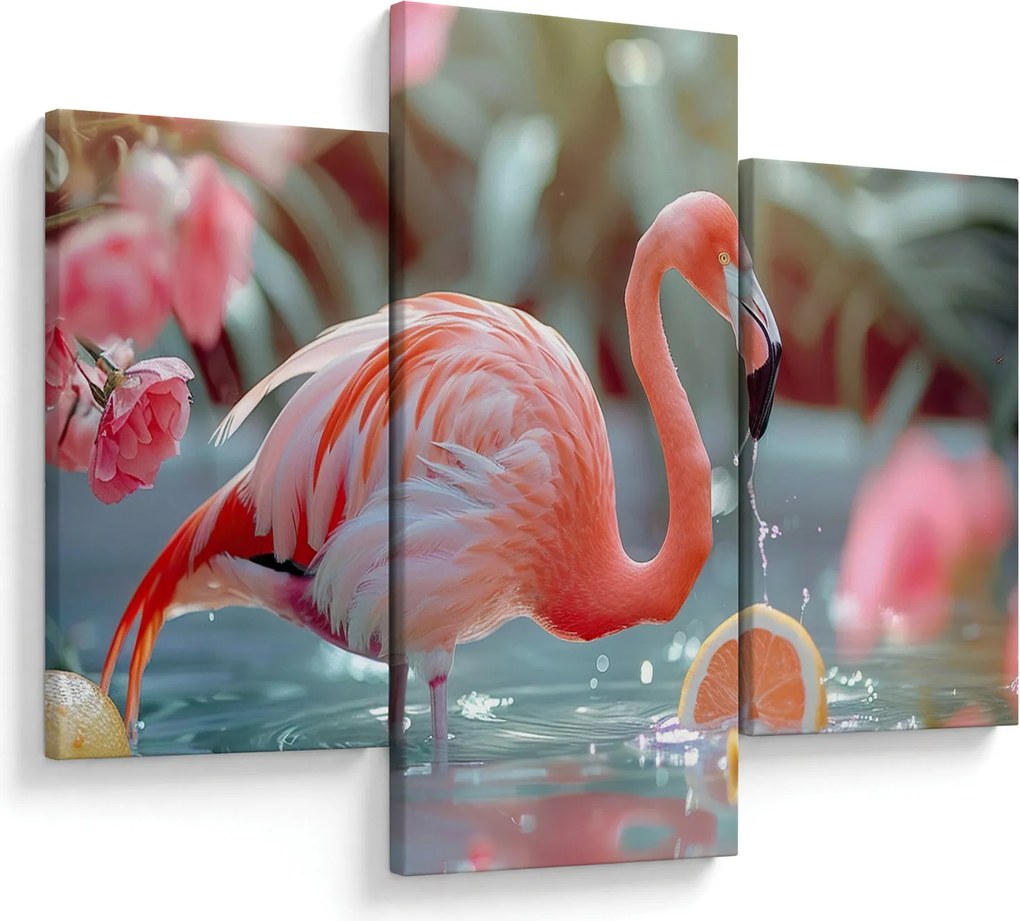 Tablou - Flamingo în iaz (90x60 cm)