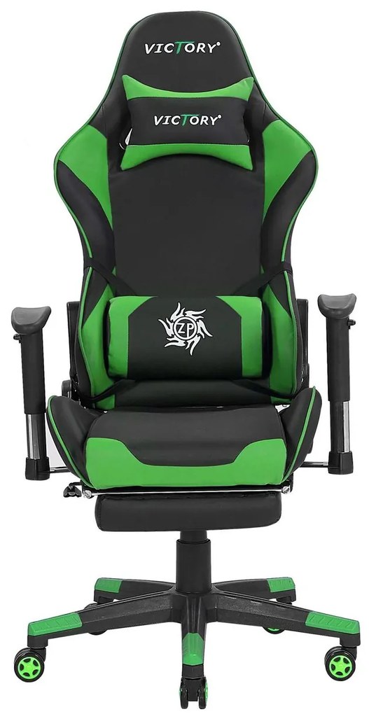 Scaun de birou VITTORE (piele artificială) (negru + verde). 1019108