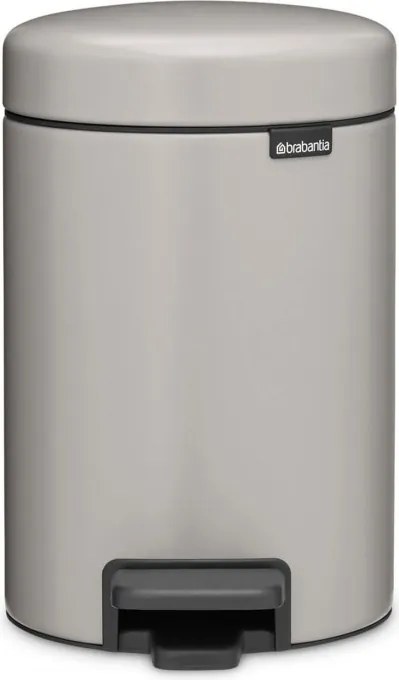 Cos de gunoi cu pedala Brabantia NewIcon 1010433, 3 l, Inchidere lenta, Baza antiderapanta, Gri deschis