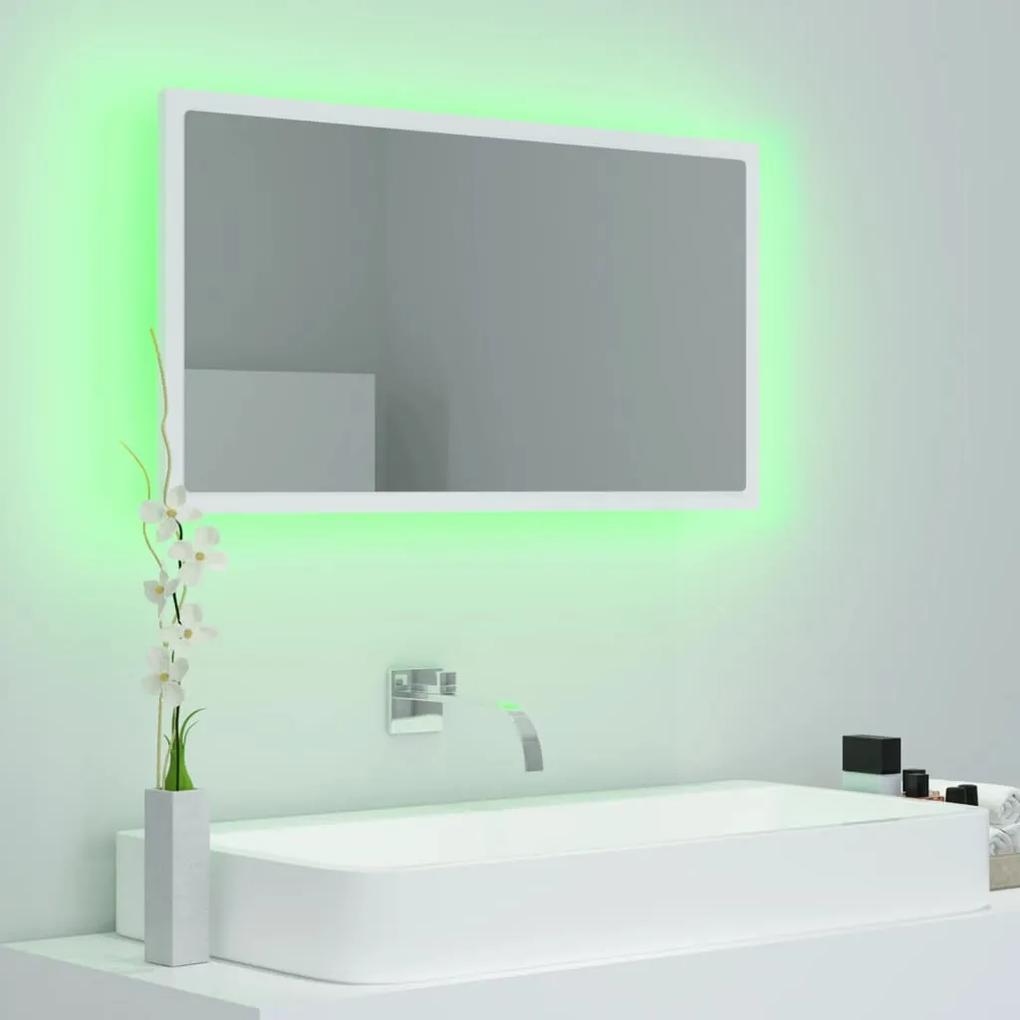 Oglinda de baie cu LED, alb, 80x8,5x37 cm, lemn prelucrat Alb