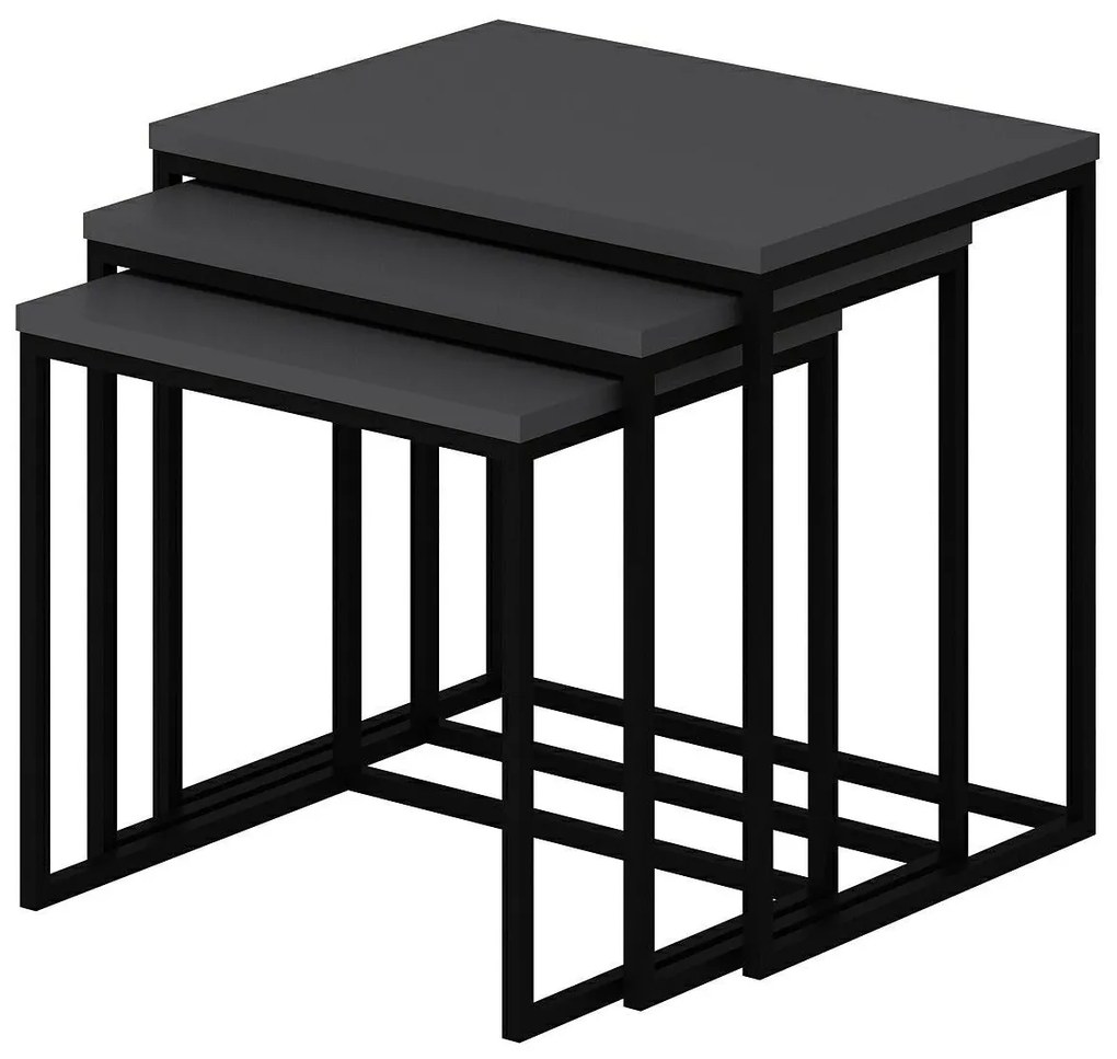 Masuta de cafea set (3 bucăți) Evia - Anthracite