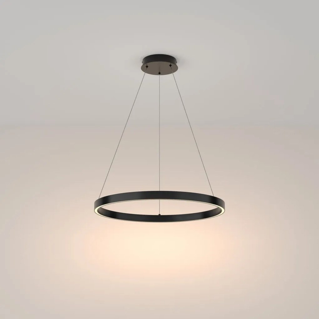 Lustra LED suspendata design modern Rim negru 60cm, 3000K