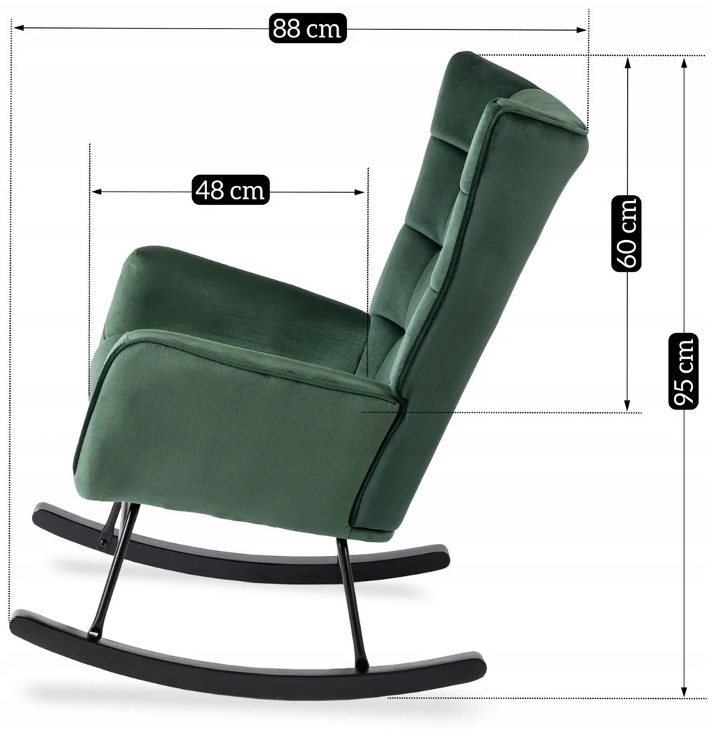 JAKS Fotoliu balansoar verde velur Jackson