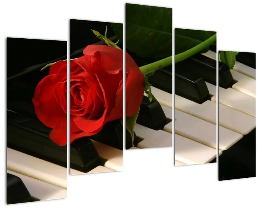 Tablou - trandafir pe pian (125x90cm)