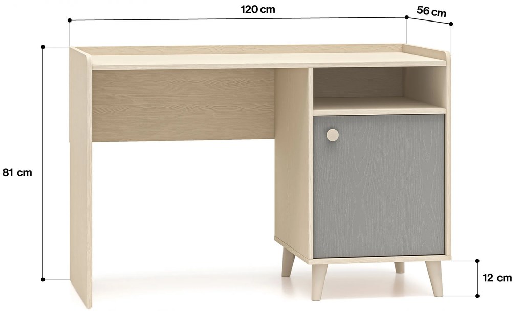 Birou Marla 120 cm - nisip deșert / palladium gri