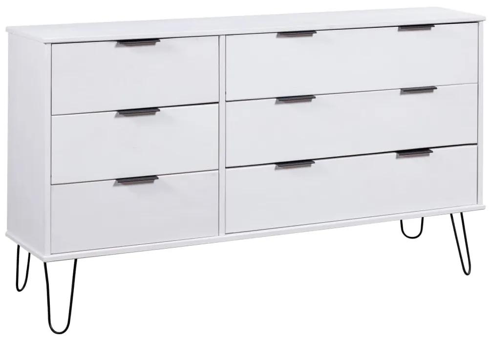 321129 vidaXL Comodă cu sertare, alb, 119,3x39,5x73,6 cm, lemn masiv de pin