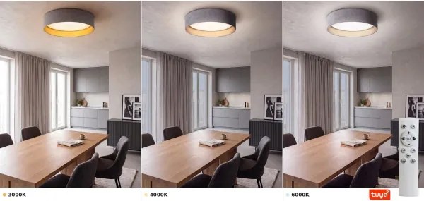 Brilagi-LED reglabil VELVET SM. 24W/230V 3000-6000K Ø 45 cm gri/auriu WT + DO