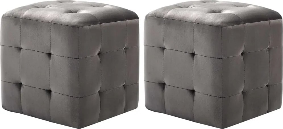vidaXL Noptiere, 2 buc., gri, 30 x 30 x 30 cm, țesătură din catifea