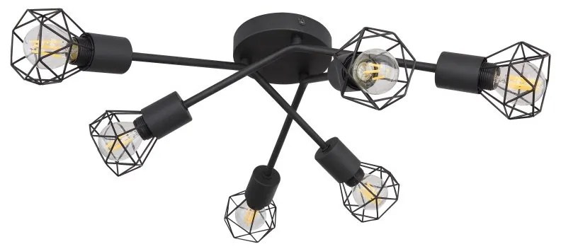 Plafoniera cu 6 spoturi design industrial XARA I negru