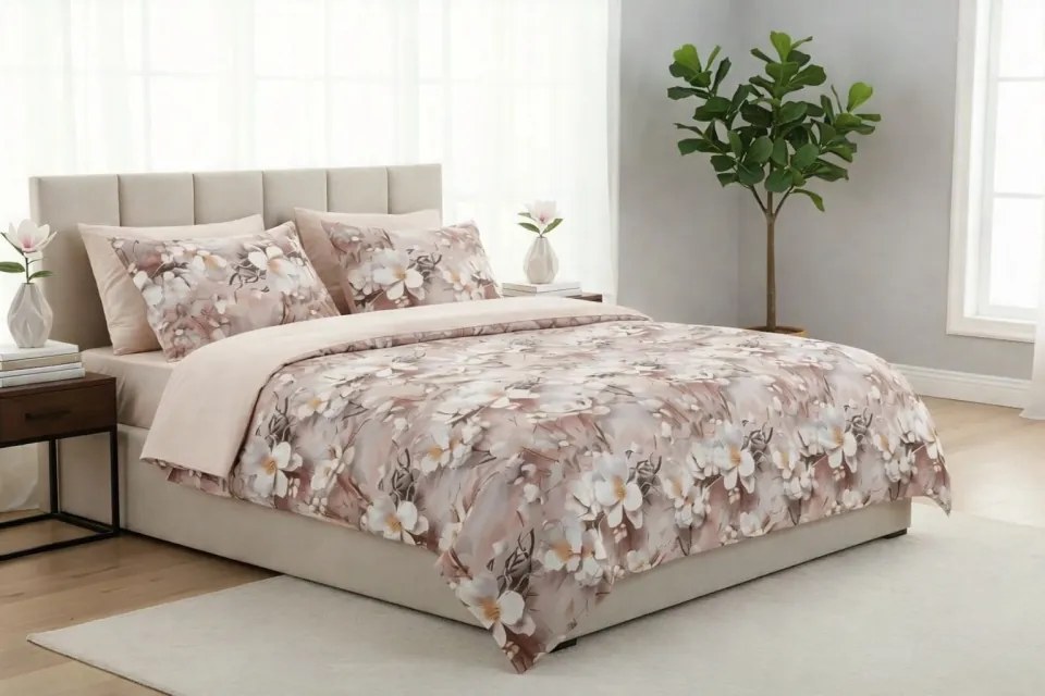 Lenjerie de pat Cotton Pro 100% bumbac – imprimare digitală (Champagne Blossom)