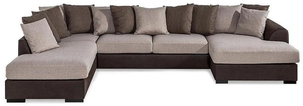 Colțar In Living 369Beige, Maro, 380x237x86cm, Picioare: Plastic