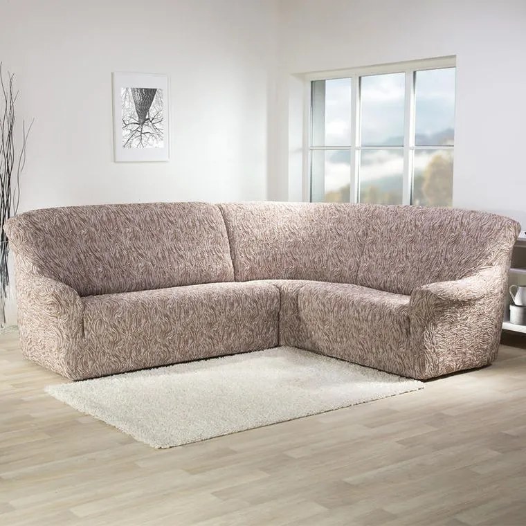 decoDoma Huse care se întind foarte bine 3D FUSTA bej colţar (l. 340 - 540 cm)