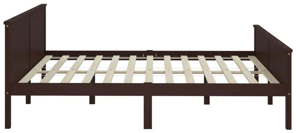 Cadru de pat, maro inchis, 200x200 cm, lemn masiv de pin Maro inchis, 200 x 200 cm