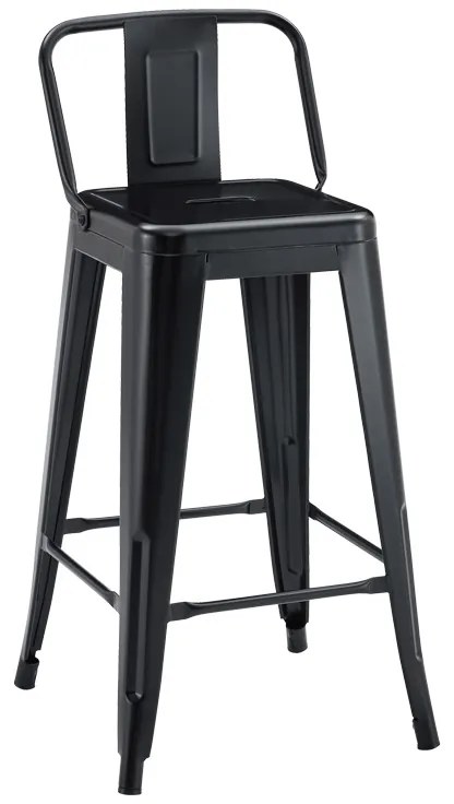 Scaun Bar Cu Spatar Upser Metalic Negru Mat