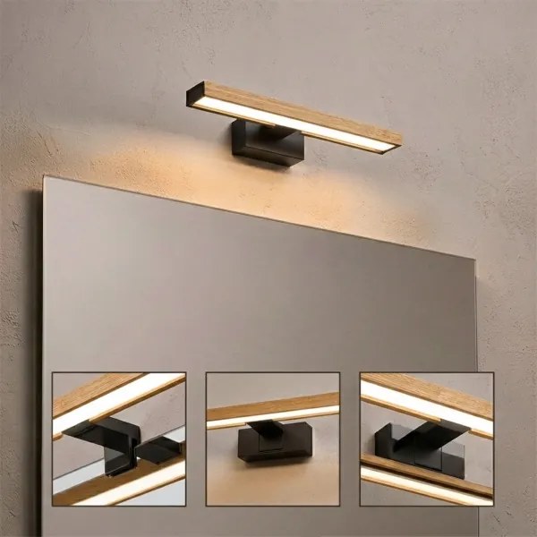 Brilagi - Iluminare LED pentru oglindă de baie 3 în 1 WOODY MIRROR LED/8W/230V IP44 negru/stejar