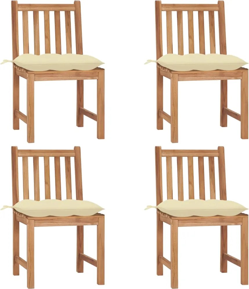vidaXL Scaune de grădină cu perne, 4 buc., lemn masiv de tec