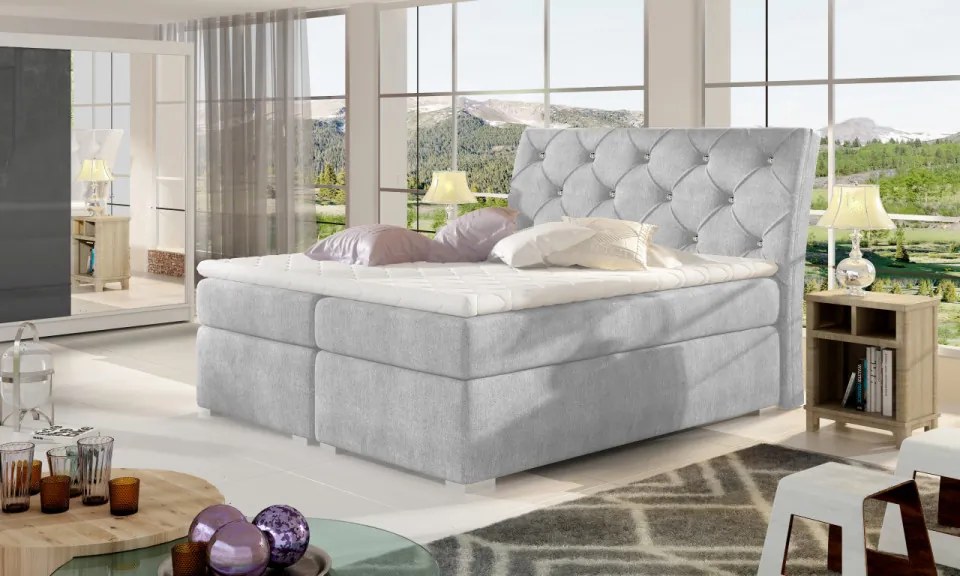 Pat tapitat, boxspring, cu spatiu pentru depozitare, 160X200 cm,Balvin 1, Eltap (Culoare: Negru)