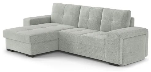 Canapea extensibilă PALERMO, gri deschis, cu spațiu de depozitare și taburet, stânga