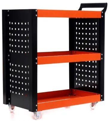 Cărucior pentru atelier cu 3 rafturi Black/Orange KD365