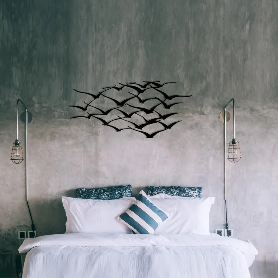 Accesoriu Decorativ de Perete Herd Of Birds, Metal