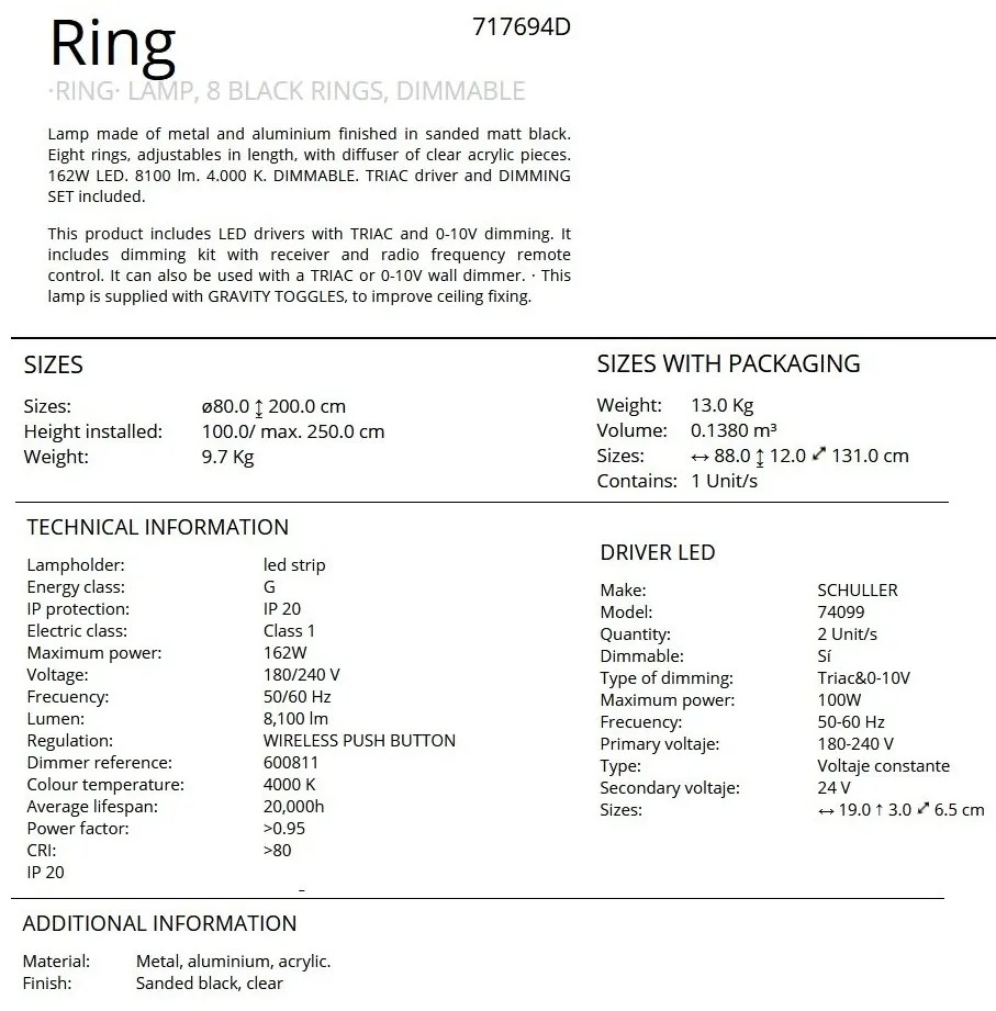 LUSTRA XXL LED DIMABILA cu telecomanda Ring 80cm, 4000K