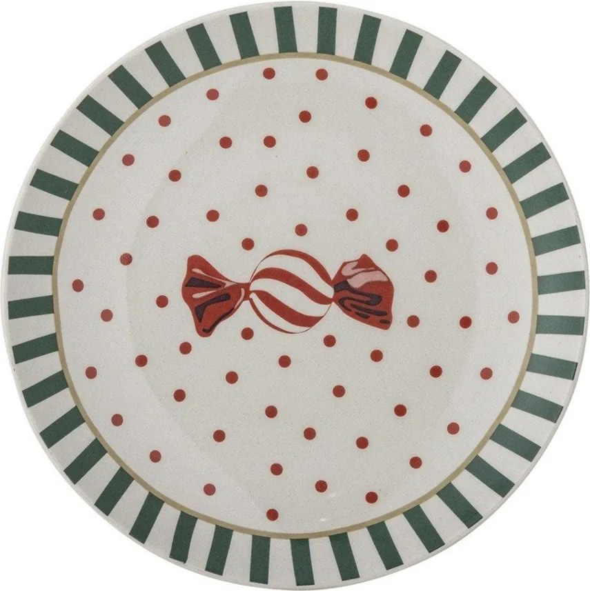 Farfurie albă pentru desert din gresie ø 16 cm cu model de Crăciun Yule – Bloomingville